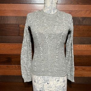 Pink Angel Crew Neck Long Sleeve Gray Pearl Embellished Sweater